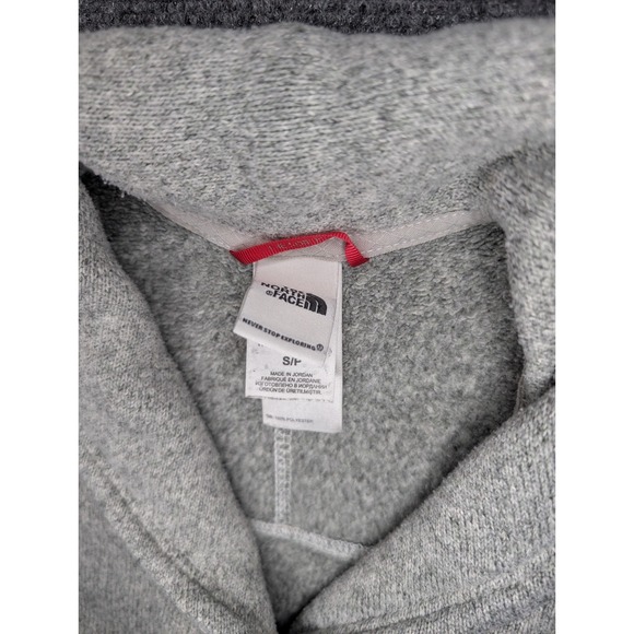 The North Face Shawl Neck Fleece Pullover Womens Small Heather Gray Button Logo - Picture 3 of 8